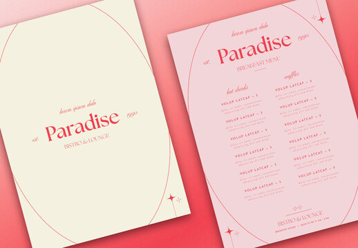 Menu Layout with Red and Pink Accents