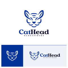 Cat logo vector template, Creative Cat head logo design concepts