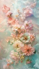 Pastel floral arrangement on textured background