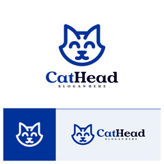 Cat logo vector template, Creative Cat head logo design concepts