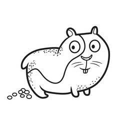 Cute cartoon Guinea pig outlined for coloring page on white background