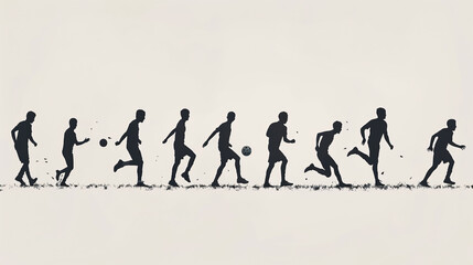 Obraz premium Silhouettes of people running on a white background