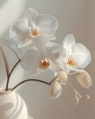 Obraz premium Elegant white orchid flowers in vase