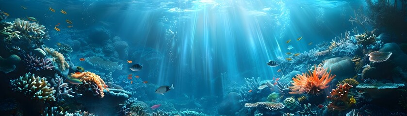 Naklejka premium Enchanting Underwater Marine Sanctuary Showcasing Protected Species in Their Natural Habitat