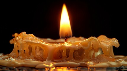 An image of a partially melted candle, with the wax forming intricate drips and patterns. This photograph captures superbly flawed, where the melting process creates a unique and beautiful