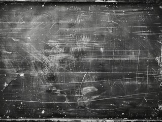 Blackboard with numerous scratches and marks. Education concept