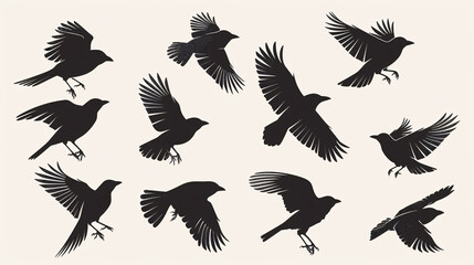 Obraz premium Vector silhouette set of people in various poses on a white background