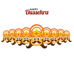 Happy Dussehra festival celebration background with smiling face of Demon Ravana with his ten heads on png background. Can be used as greeting card design. © Abdul Qaiyoom
