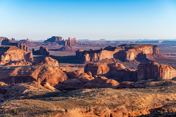 Famous Hunts Mesa in Monument Valley shows the rugged wilderness where many old western movies were...