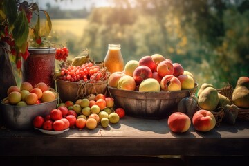 harvest of vegetables and fruits