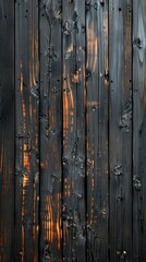 Sunset glow on charred wood texture