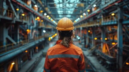 Obraz premium Industrial Engineers in Hard Hats.Work at the Heavy Industry Manufacturing Factory.industrial worker indoors in factory. man worker