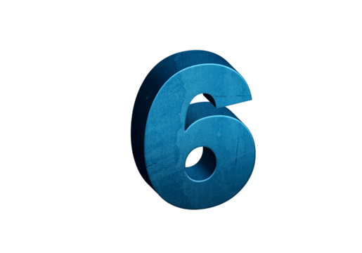 Number Six 3D text in Blue Color And Blue Lines, number 6 Blue color report, progress, transparent, PNG