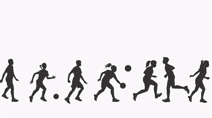 Obraz premium Vector silhouette set of people in various poses on a white background