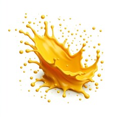 yellow paint splash isolated on transparent background - splashing effect design element PNG cutout