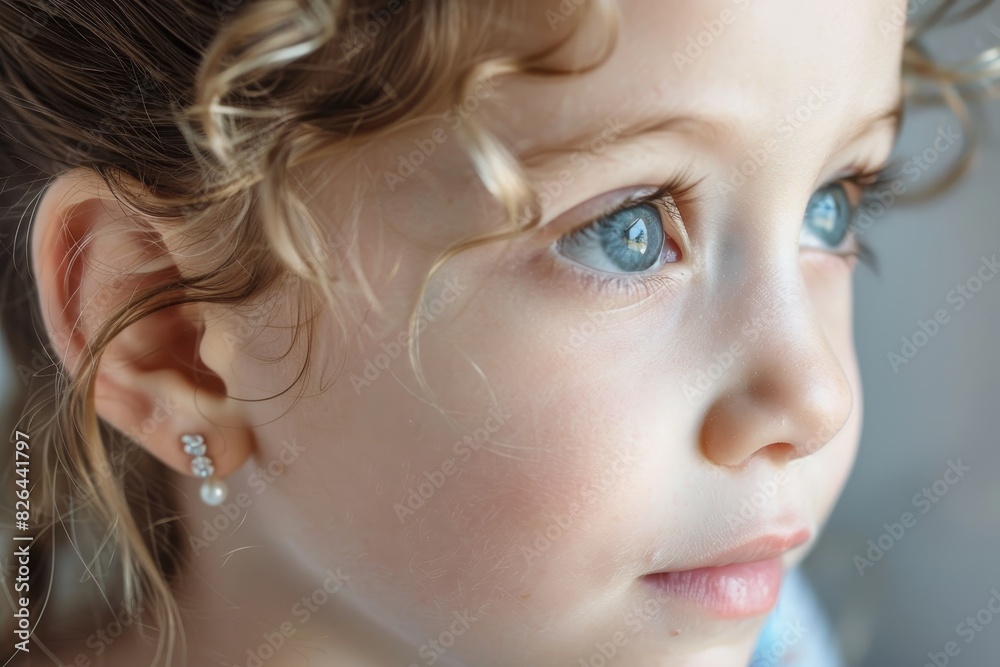 Wall mural close-up of little girl with earrings