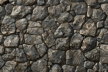 Close-up of rough-textured stone wall. Construction concept