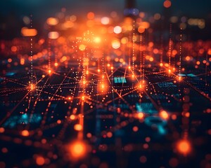 Fototapeta premium Bustling Digital Network Abstract Representation of the Internet and Technology Connectivity