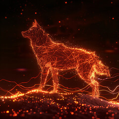 An orange glow dog in a nightscape with bold outline