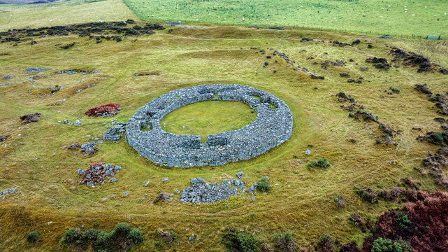 Aerial view of Edin's Broch, Duns, Scotland, United Kingdom.