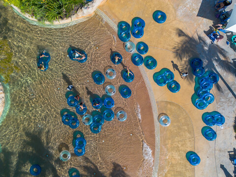 Aerial view of Delaporte Point with BHA Bay Waterpark, Inflatable Float, Nassau, The Bahamas.