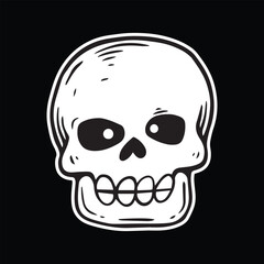 skull art illustration hand drawn black and white
