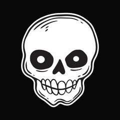 skull art illustration hand drawn black and white
