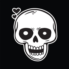 skull art illustration hand drawn black and white
