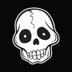 skull art illustration hand drawn black and white

