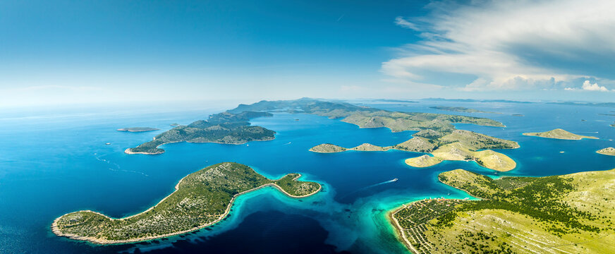 Aerial view of Kornati islands, Murter-Kornati, Croatia.