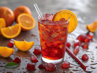 Getränk mit Orangenscheiben