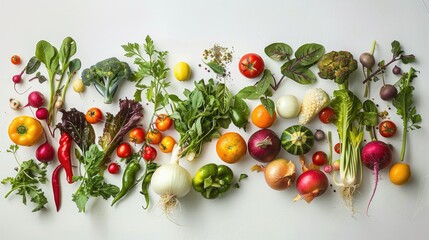 A vibrant array of farm-fresh vegetables on a gleaming white surface, promising wholesome goodness.