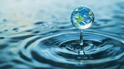 planet earth shaped water drop ai generated abstract concept illustration