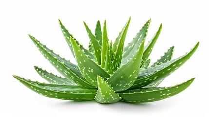 Fototapeta premium pristine aloe vera plant isolated on pure white background highquality photo