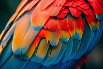 Fototapeta premium a closeup image of a parrot's wing feathers
