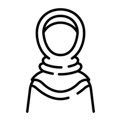 Traditionally the brides veil or head covering dupatta or chador concept vector outline icon, Muslim marriage Symbol, Islamic wedding customs Sign, Pakistani matrimony stock illustration