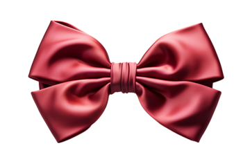 Fashionable hair bow dark red color pattern design in beautiful color made out of satin fabric Isolated on cut out PNG or transparent background. Great hair accessory for girls and women.