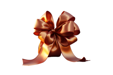 Fashionable hair bow gold color pattern design in beautiful color made out of satin fabric Isolated on cut out PNG or transparent background. Great hair accessory for girls and women.