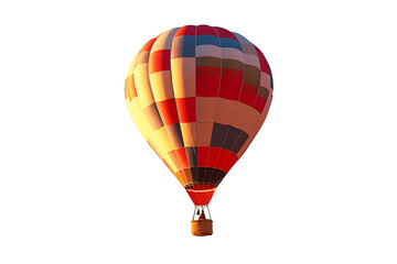 Obraz premium Colorful hot air balloons flying orange, yellow isolated on cut out PNG or transparent background. Realistic Transportation clipart template pattern. Sport competition.