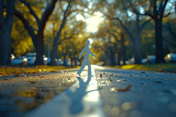 a person walking on a road