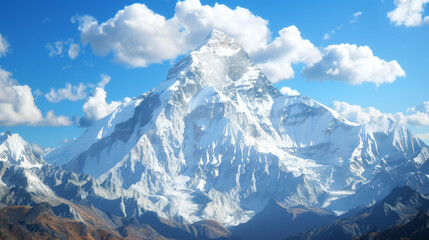 Snow-capped mountain peak rising above the clouds