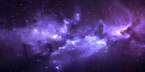 Fototapeta premium Vivid purple cosmic scene with glittering stars nebula Milky Way backdrop. Concept Cosmic Photoshoot, Purple Theme, Glittering Stars, Nebula Backdrop, Milky Way Effect
