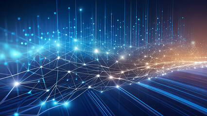Fototapeta premium Digital backdround ideal for technological operations, neural networks, data transmission and encryption, digital archives, audio and visual representations, AI generated