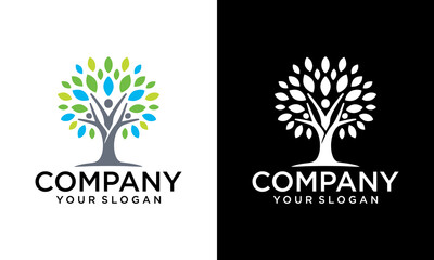Creative people Culture tree of life logo, artistic color plant for people community social group logo design
