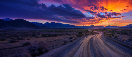 desert road sunset