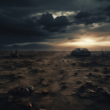 Dystopian desert landscape