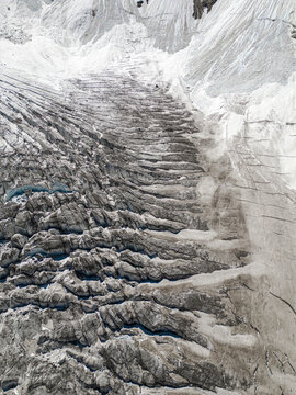 Aerial view of snow-covered Diamir Glacier and Nanga Parbat, Astore, Skardu, Pakistan.