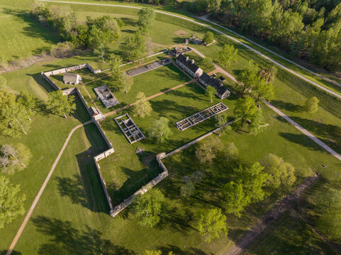 Aerial view of Fort de Chartres above View, Prairie du Rocher, Illinois, United States.