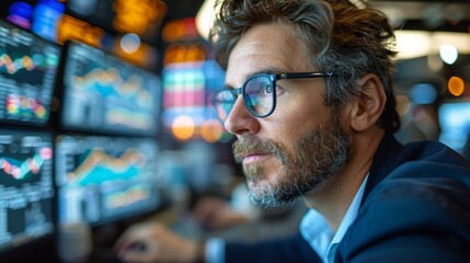 Financial analysts working together in a collaborative workspace, analyzing market trends and opportunities.