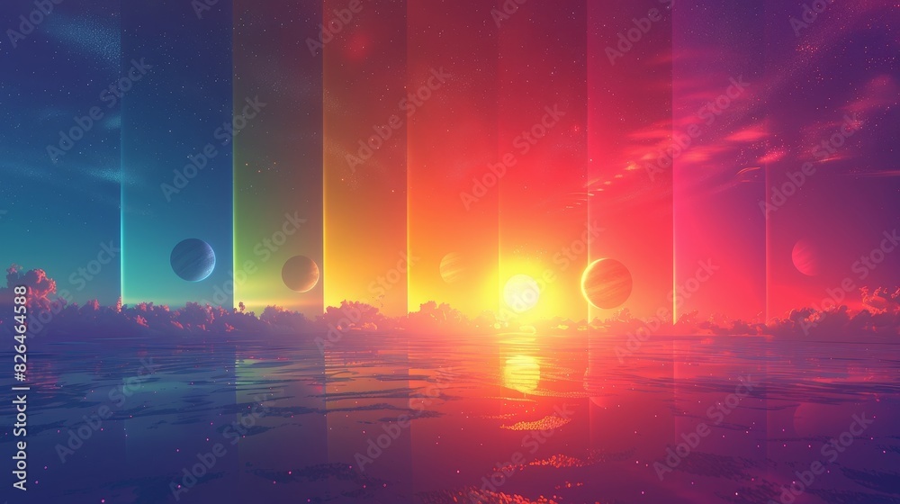 Wall mural sky gradients celestial events: a 3d illustration capturing the gradient of colors in the sky during